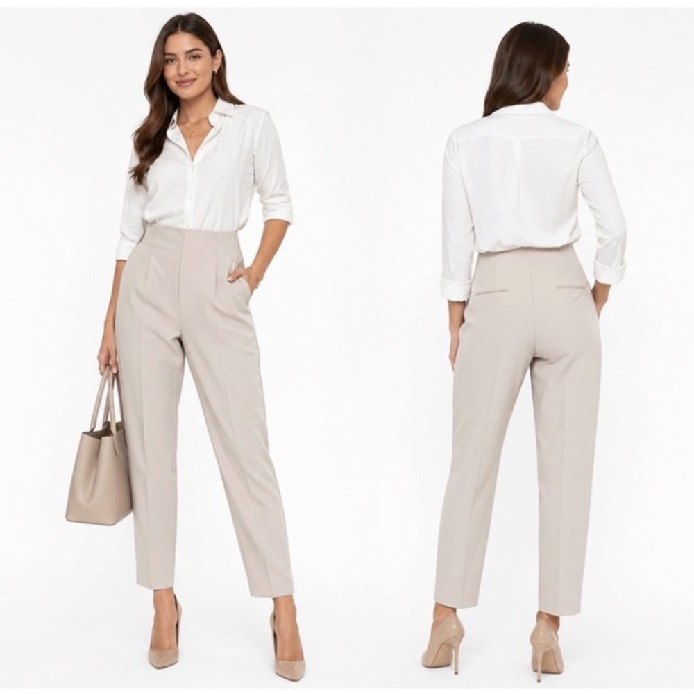 Ann Taylor Beige High Rise Ankle Trousers Dress Pants 8 Office Chic Career 88-68